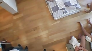 Толпа мужиков обкончали сиськи развратной бабке